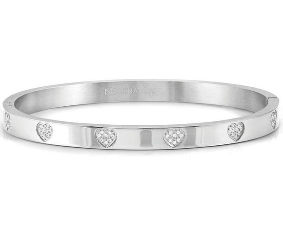 PRETTY BANGLES bracelet , steel, cz PAVE SMALL SIZE Heart