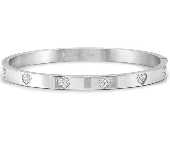 PRETTY BANGLES bracelet , steel, cz PAVE MEDIUM SIZE Heart