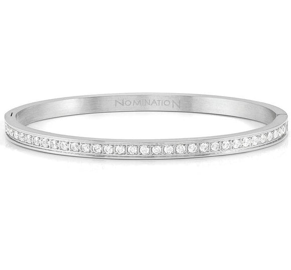 PRETTY BANGLES bracelet, steel , cz MED SIZE WHITE